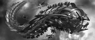 Illustration for article titled The Avengers' Leviathan warships could have been more H.R. Giger-esque